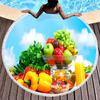 Summer Tropical Fruit Round Beach Towel Delicious Hawaii Fruits Sandproof Beach Blanket Soft Quick Dry Towel Portable Picnic Mat