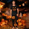 Family Matching Halloween Printed Loungewear Set Short Sleeve Top and Pants for Couples and Kids