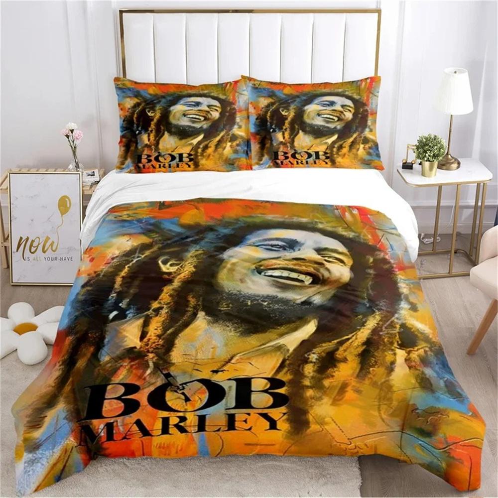 Bob Marley Löwe Ahornblatt Bettwäsche-Set Weiche Deckenbezüge Mit 1/2 Stück Kissenbezügen Für Kinder Erwachsene Mikrofaser Bettdeckenbezug