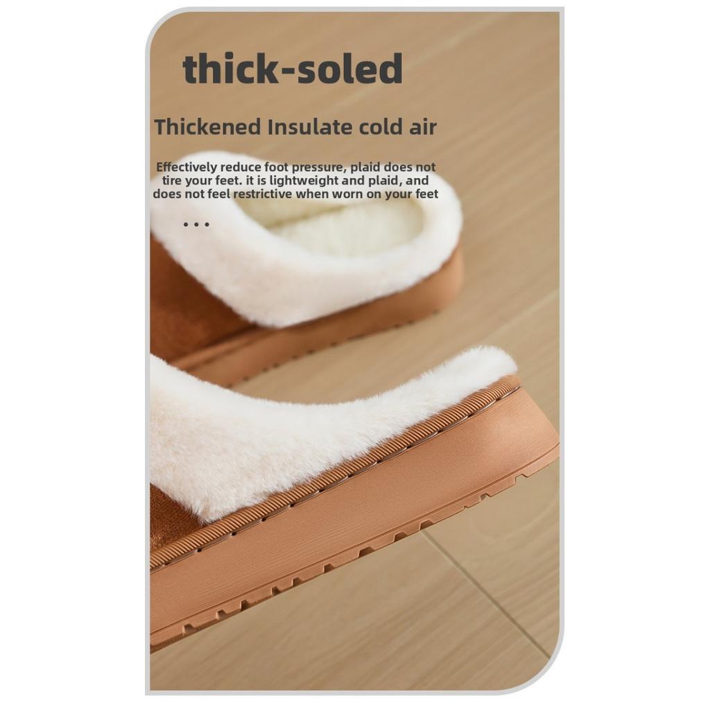 Wearing Cotton Slippers for Women's Autumn and Winter Home, Couple's Warm Shoes with Toe Caps and Thick Soled Slippers for Men's Autumn and Winter