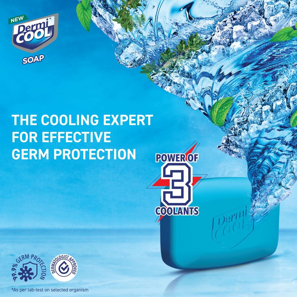 Dermicool Soap With 3 Coolants Camphor Menthol Thyme Oil 125g X3 Pack Of 1 Instant Cooling Fresh Skin