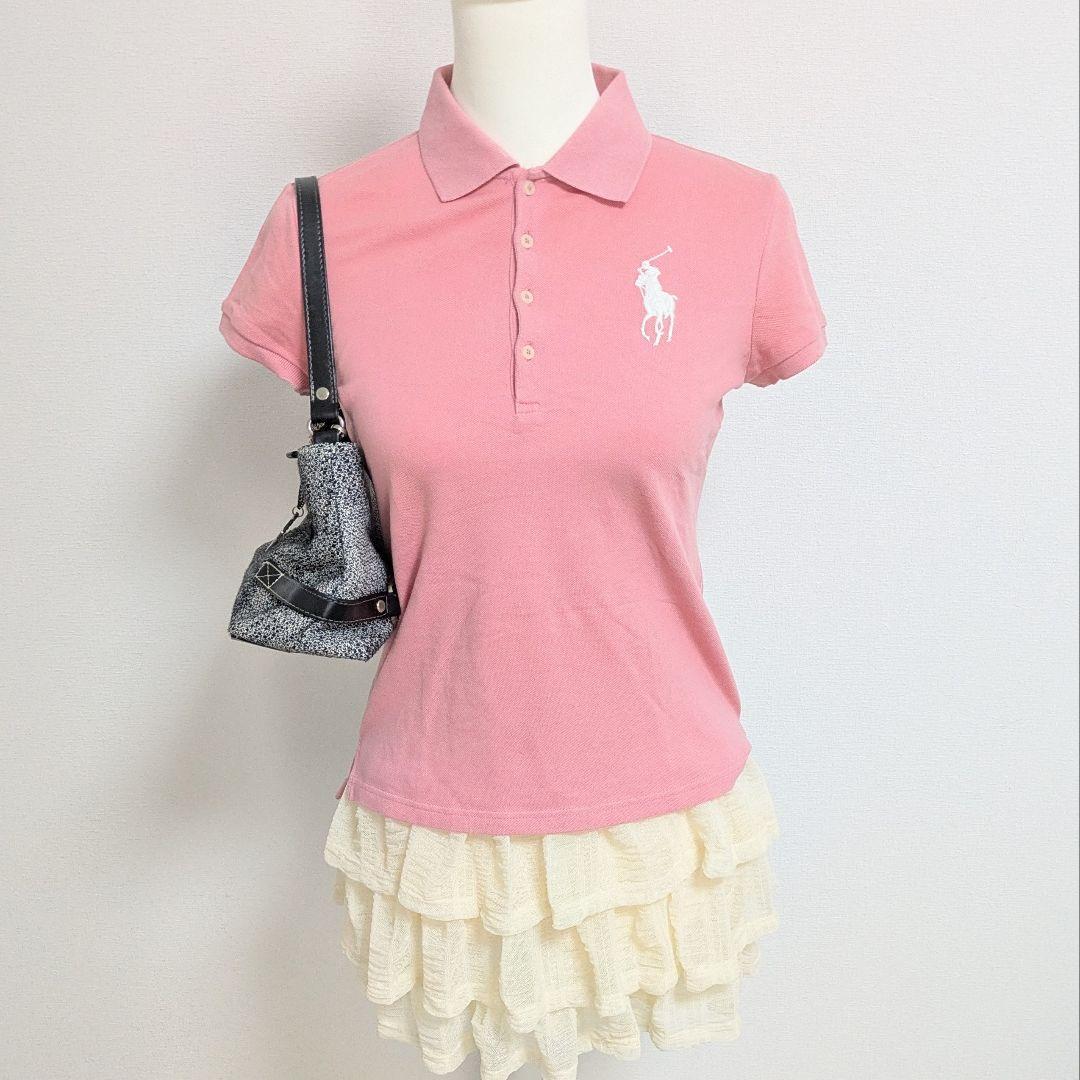 Used polo ralph lauren polo shirt big pony y2k grunge pink