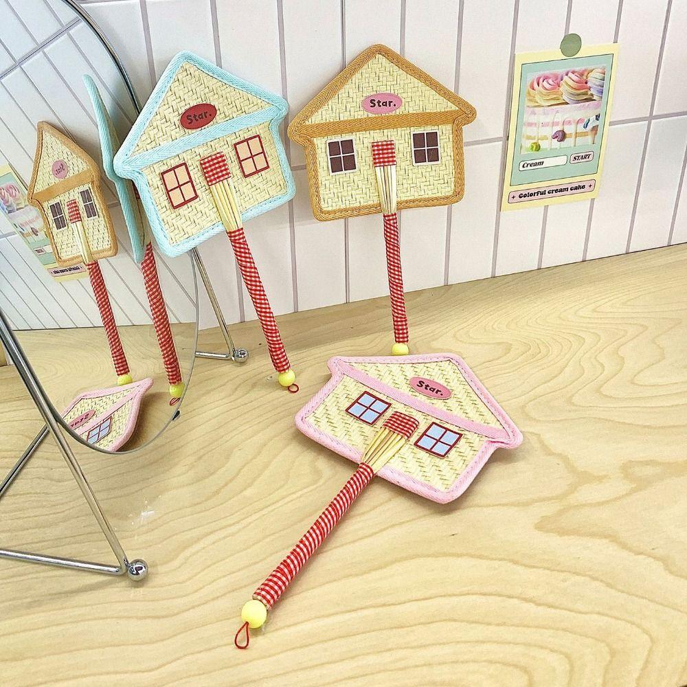 Cute Hand-Woven Fan Portable Decorative Handheld Fans Gift Hand Braided Fan Photo Prop