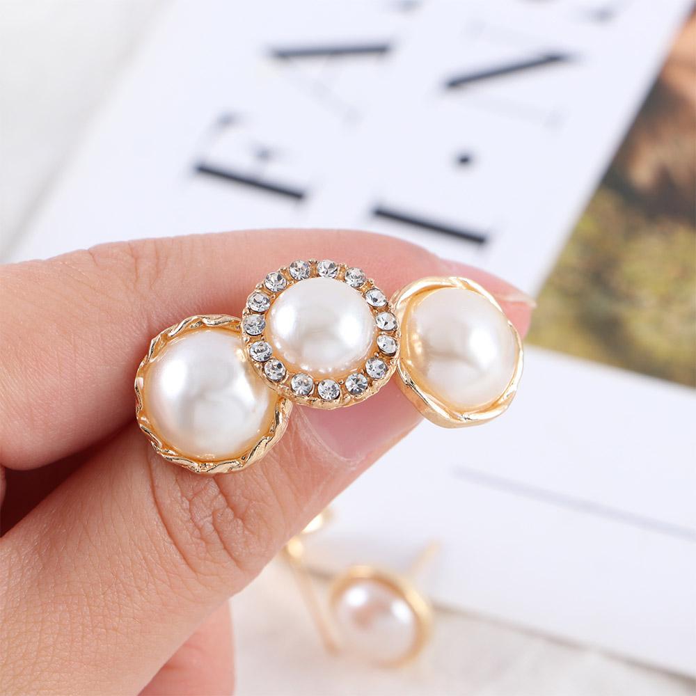 For Women Hollow Gold Color Round Simulated Pearl Stud Earrings Earring Sets Jewelry Accessories