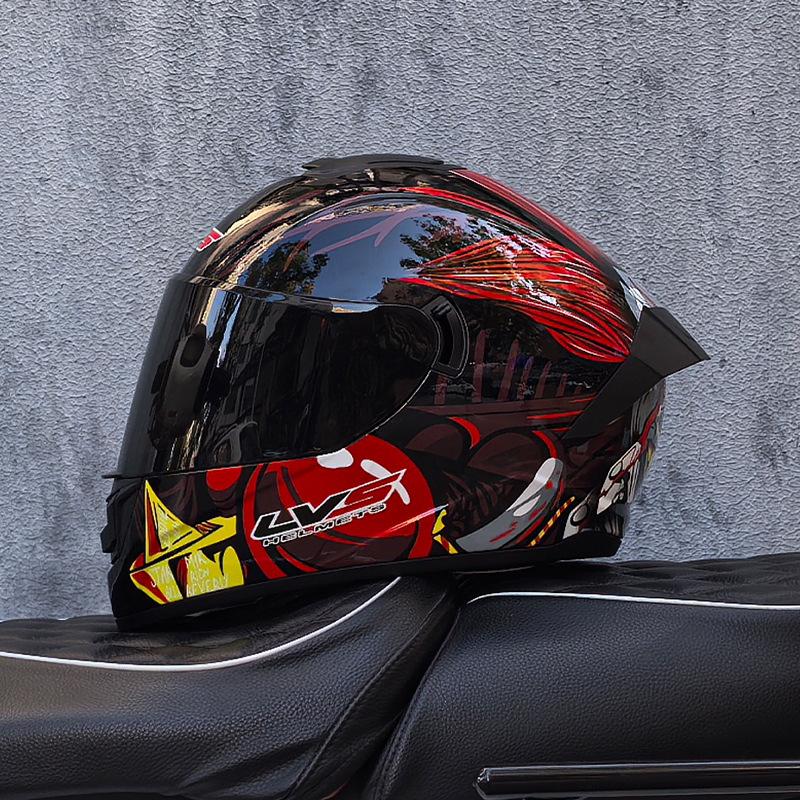 Imitation Street Car Helmet Men's Motorcycle 3C Electric Vehicle Full Helmet Autumn and Winter Knight Double Mirror Riding