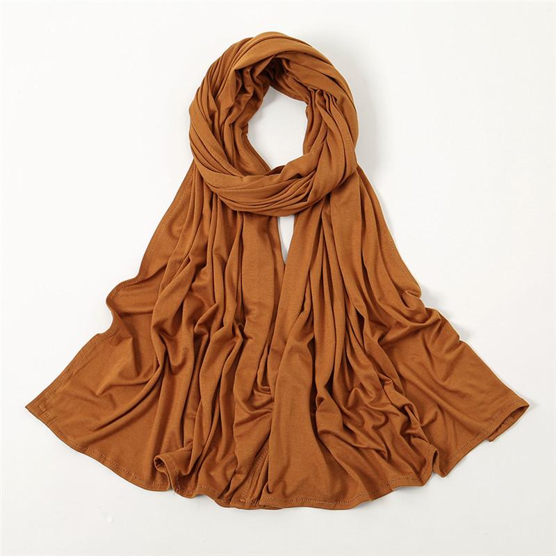 

Однотонный трикотажный плотный платок-хиджаб из хлопка и полиэстера, эластичный, шали, фуляры, длинный эластичный тюрбан, мусульманский головной снуд 180*60 см