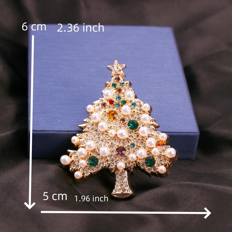 Dazzling Decor, Elegant Rhinestone Christmas Tree Brooch - Luxury Alloy & Enamel Pin, Perfect Holiday Gift