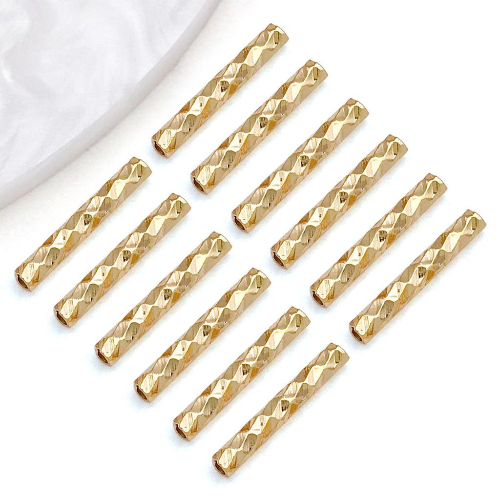 18K Gold-Plated Faceted Starry Tube Beads for DIY Jewelry Making