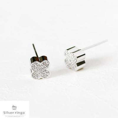 Boucles d'oreilles en argent 925 en forme de trèfle scintillent trèfle e