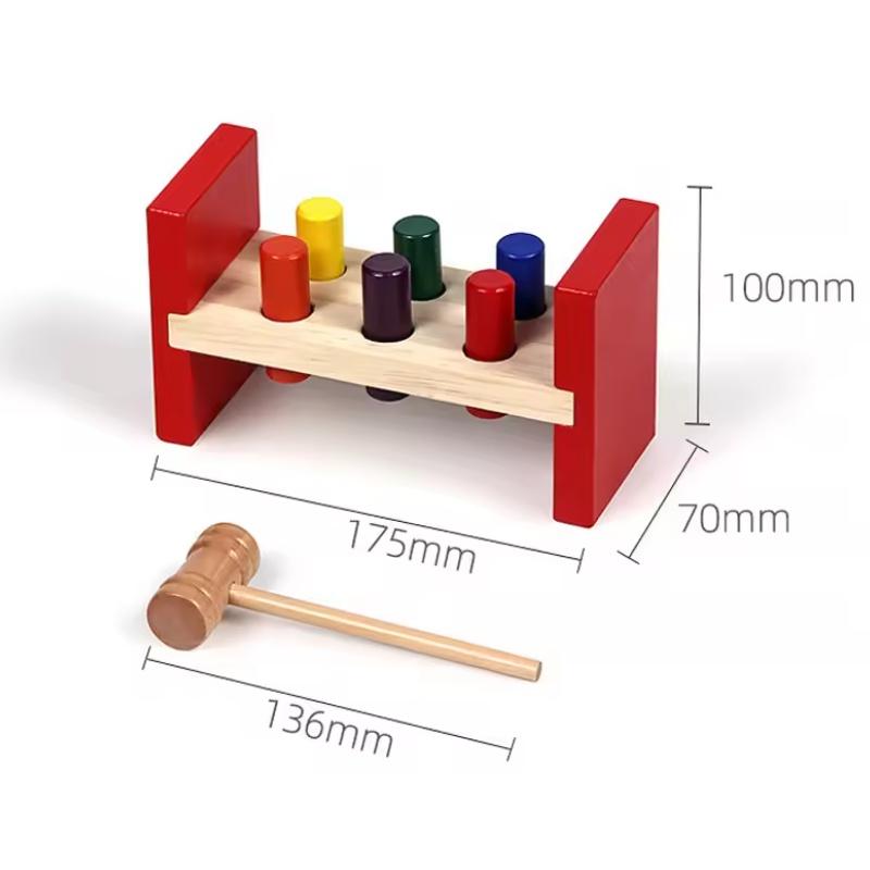 Montessori Wooden Hammer Toy Children Fine Motor Training Sensory Game Color Cognition Set Educational Toy For Autistic Children