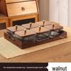 Luxury Glass Walnut Fruit & Snack Plate with Candy Compartments for Living Room Coffee Table