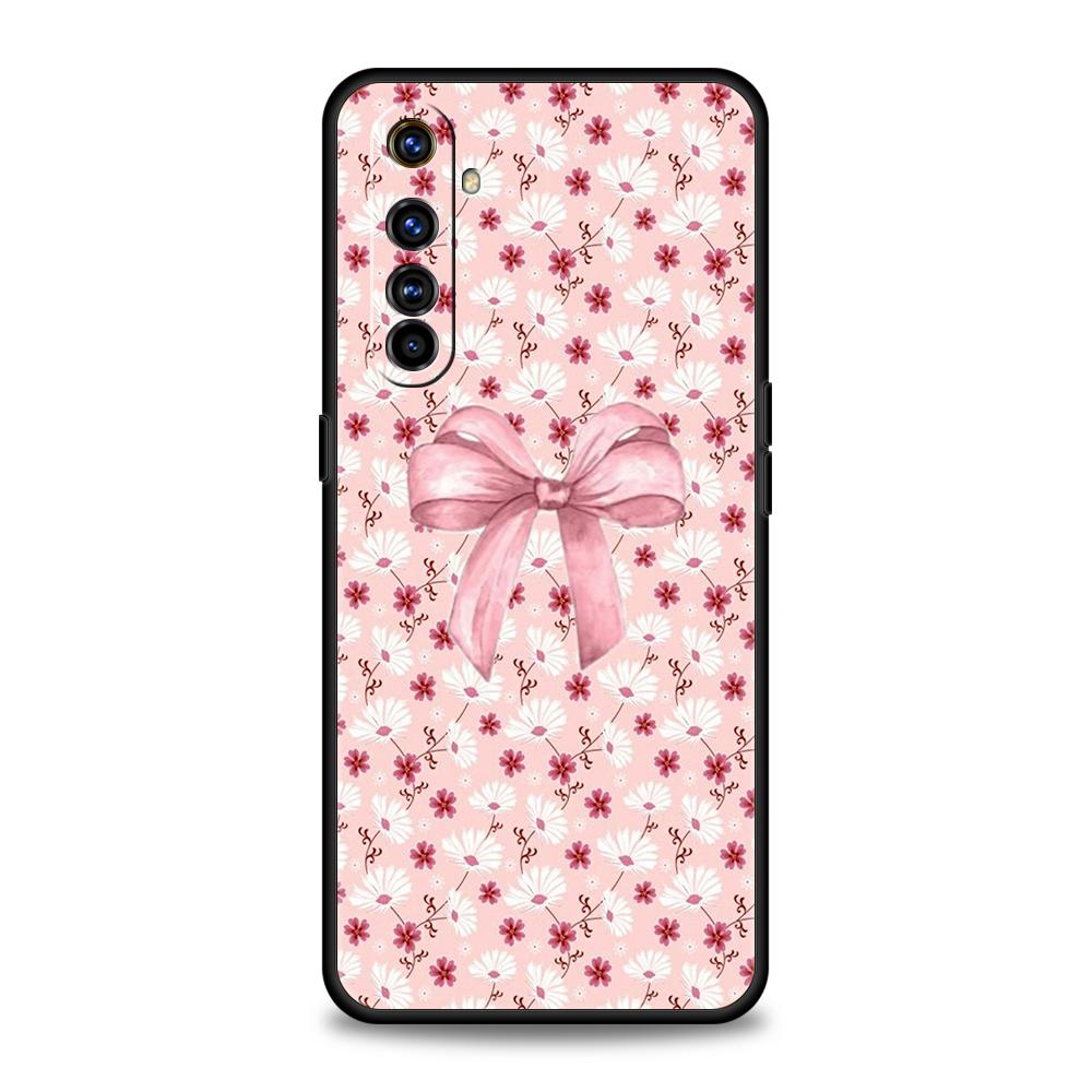 

Мягкий ТПУ Чехол для Realme 11 10 9 Pro Plus GT2 GT3 GT5 C21 C25 C35 C53 C55 C67 Pro 5G Ударопрочный Чехол для Телефона Розовый Бант с Узором Банта Realme GT3