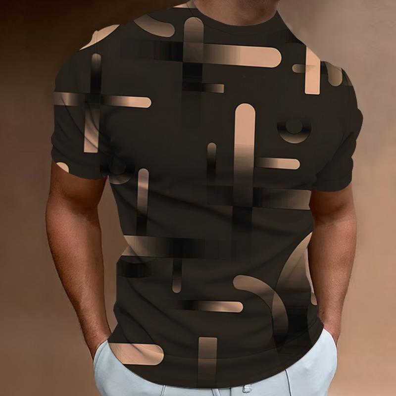 Modische T-Shirts für Herren mit 3D-Linien-Druck, Herrenbekleidung, Street-Designer, kurzärmelig, übergroße Top-T-Shirts, tägliche Freizeitsportbekleidung