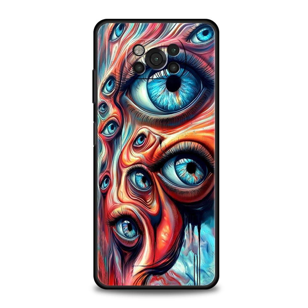 Spooky Scary Red Eye Phone Case Cover for Xiaomi Poco F7 Ultra F6 F5 F4 F3 X6 X5 X4 X3 NFC C51 C55 M4 GT 5G Soft TPU Shell Bags