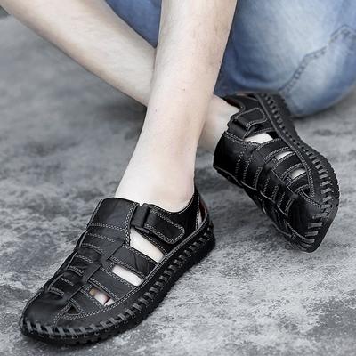 Klassische Sommer Herren Sandalen Leder Outdoor Sommer Handgefertigte Herren Hausschuhe Herren Strand Atmungsaktiv Neue Herren Sneaker Freizeitschuhe