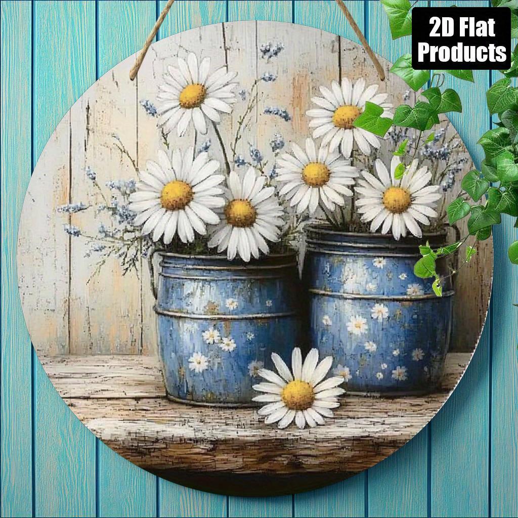 D Flat Coffee Time Latte Art  Alarm Clock Round Tin Sign Vintage Metal Wall Art for Kitchen Coffee Shop and Coffee Lover D