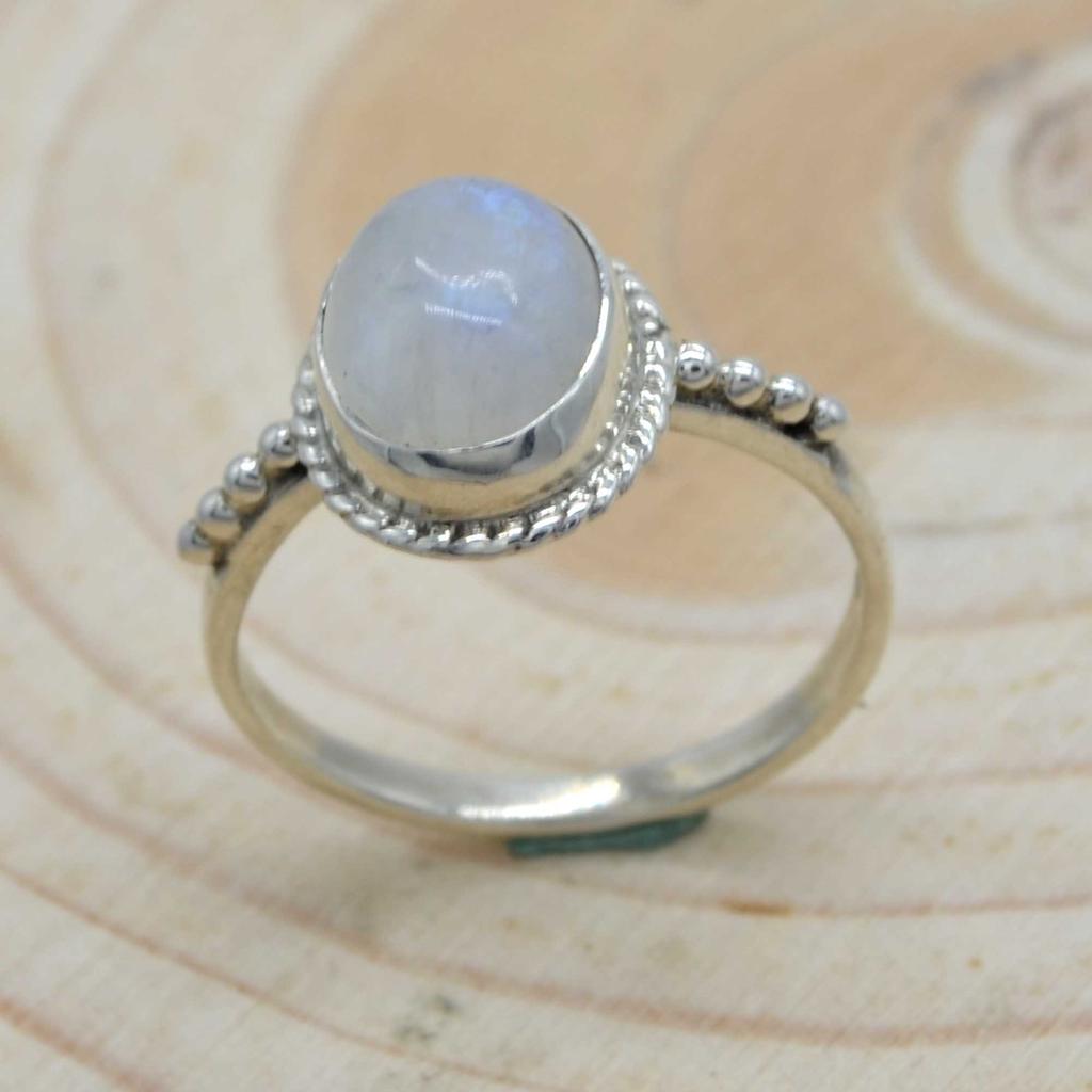 Mondstein 925 Sterling Silber Damenring,