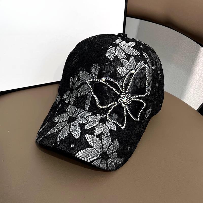 

Универсальная летняя бейсболка с бабочкой из страз, мамина кружевная тонкая дышащая защита от солнца, модная бейсболка для мамы для женщин Adjustable