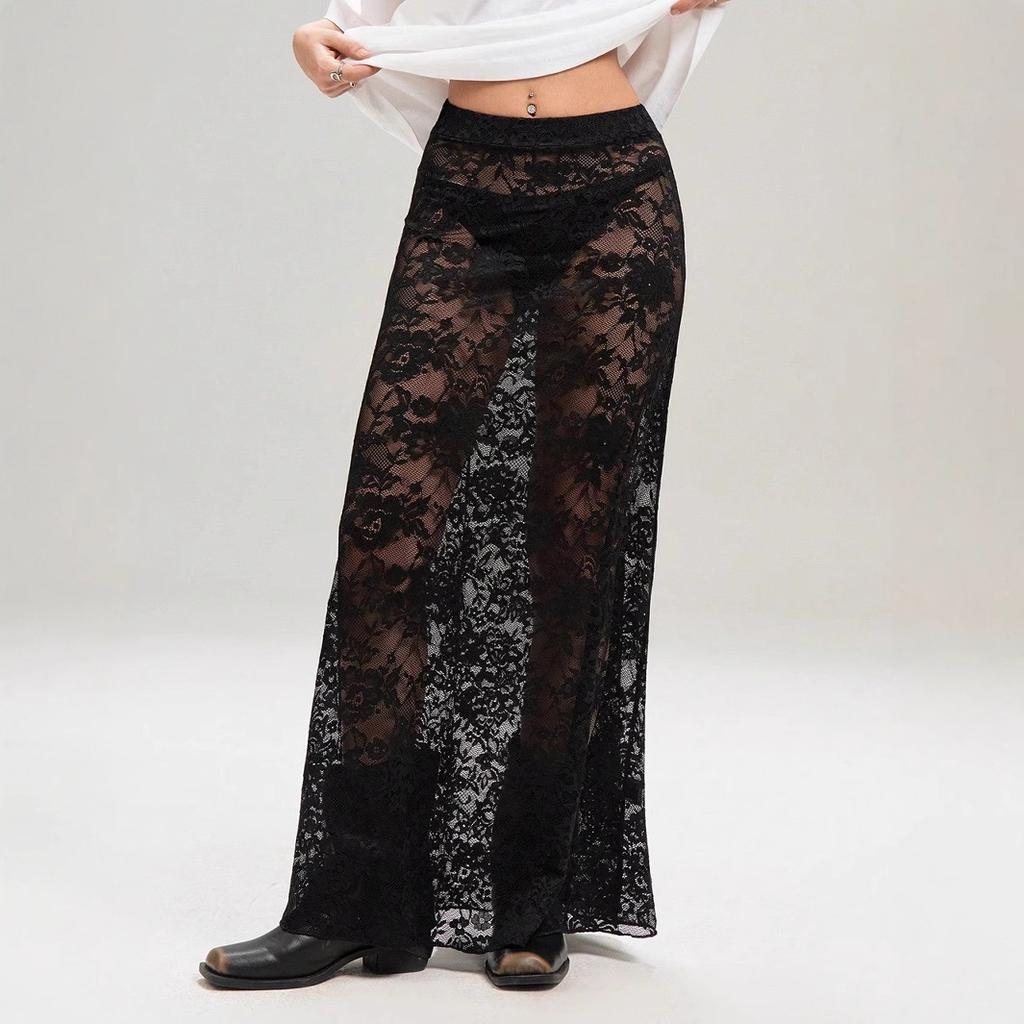 Stile Estivo Versatile Pizzo Sexy Gonna Lunga Street Gonna a Vita Alta
