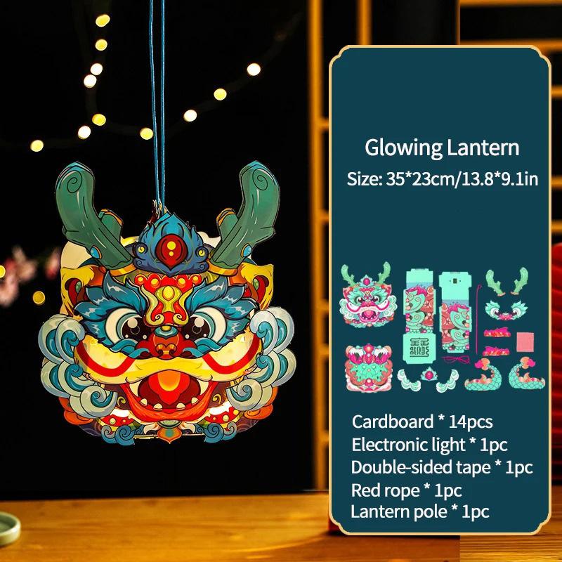 

1 шт. китайский новогодний фонарь ручной работы с изображением дракона из мультфильма «сделай сам» 2024 года, декоративный фонарь для весеннего фестиваля со светодиодной подсветкой, детские игрушки