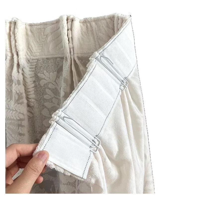 SEE KEAN Soft Fabric Cabinet Curtain, Off-White with Green Pom-Pom Tassels