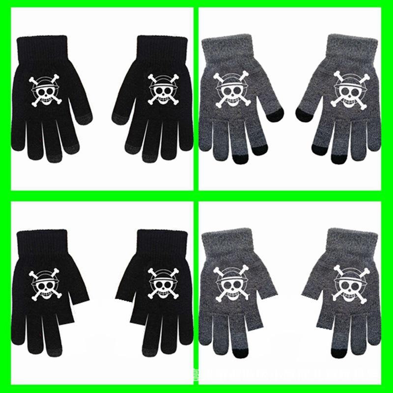 One Piece, Luffy, Chopper, Zolona Mero, Anime Online Game Peripheral Gloves, Gray Full-finger Autumn and Winter Warm and Cold Protection