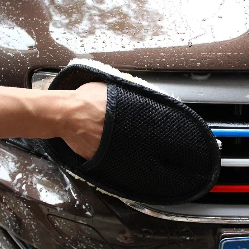 Wool Soft Auto Car Washing Gloves Motorcycle Washer Care Car Paint Wash Tools Accessories Car Cleaning Tools Cleaning Brush