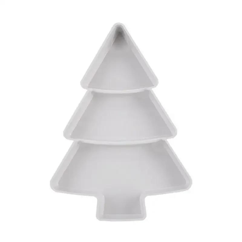 Christmas Tree Shape Living Room Candy Snacks Nuts Seeds Dry Fruits Plastic Plate Dishes Bowl Breakfast Plates Tray Tableware