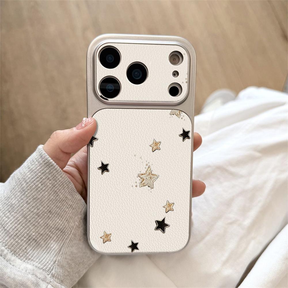 Applicable To Apple 17 Minimalist Star Mobile Phone Case iPhone15promax All-inclusive 16 Pro Fresh 14 Leather Pattern 13