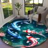 1pc Koi Fish 1 Carpet for Room Floor Mat, Comfortable Office Chair Printed Round Rug, Beautiful Hotel Rug