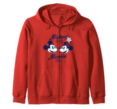 Disney Mickey Mouse and Minnie Mouse Together Retro Vintage Zip Hoodie