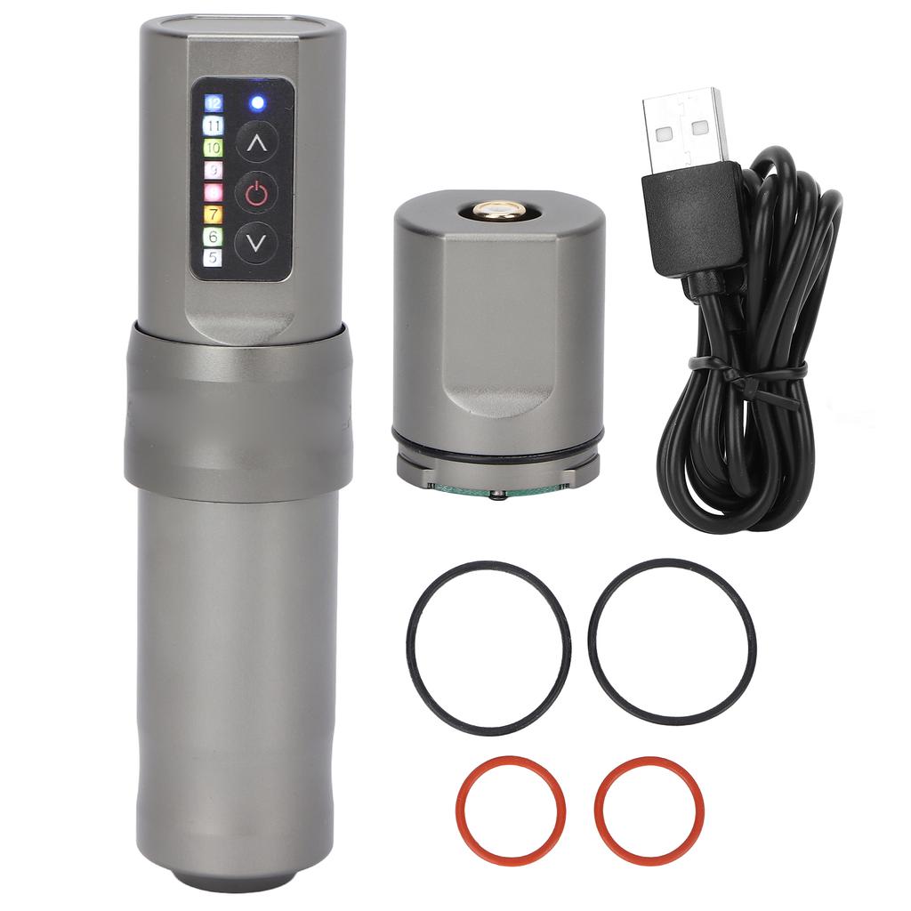 Cordless Tattoo Machine Pen Space Aluminum RCA Interface Replace Head Rotary Tattoo Machine Silver