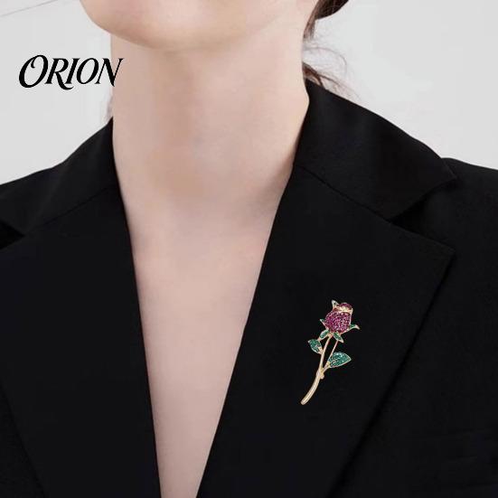 Vintage Style Rose Pin Suit Collar Pin, 3D Flower Shape Lapel with Rhinestones Anti-oxidation Brooch Inlaid, Electroplated Anti-Oxidation Versatile