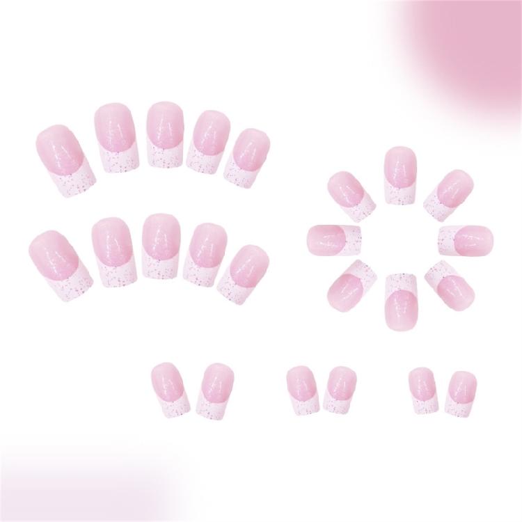 24Pcs Press On Nail Medium Square Coffin Nail French Tip Designs False Nail for Office Parties and Special Occasion