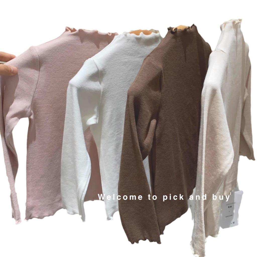 Maglietta Termica a Maniche Lunghe in Pile Versatile per Ragazze Coreane