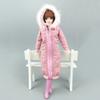 Pink Winter Warm Long Big Coat+Boots Jacket Outfits Clothing for Barbie Doll Clothes For 1/6 BJD Doll Accessories DIY Toy for Kid Girl