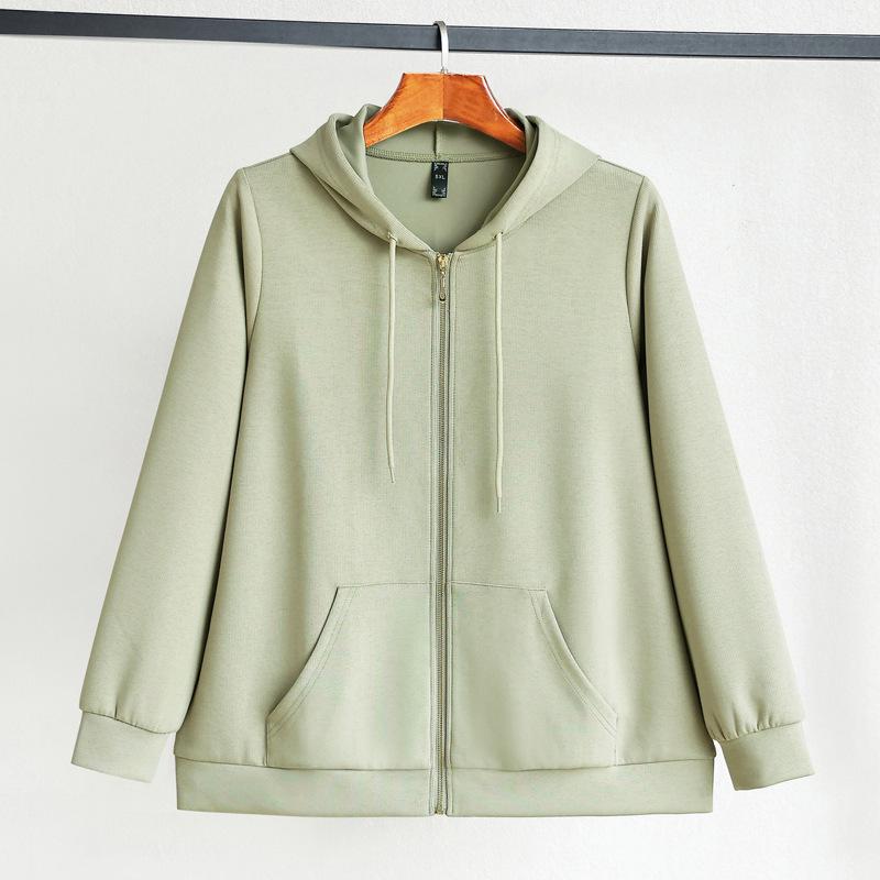 

Plus Size Women s Hooded Cardigan Sweatshirt - Versatile Slimming Jacket for Spring & Autumn (24209T) 7XL (103-110 kg) хакі