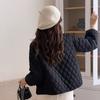 Women's Autumn Winter O Neck Long Sleeve Button Big Pocket Short Warm Parka Chic Jacket