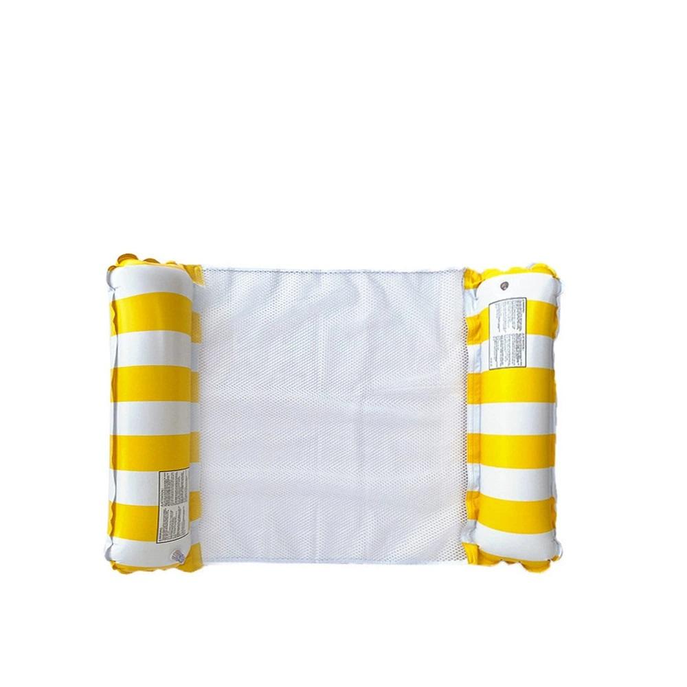 Foldable Striped Inflatable Lounge Chair, Suitable For Swimming Pool Parties And Beach Leisure Floating Beds With Net Backrest