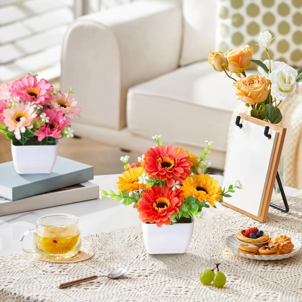 Decorative Chrysanthemum Potted Plants, Artificial Sunset Chrysanthemum, Artificial Outdoor Sunset Chrysanthemum, Artificial Sunset Mums