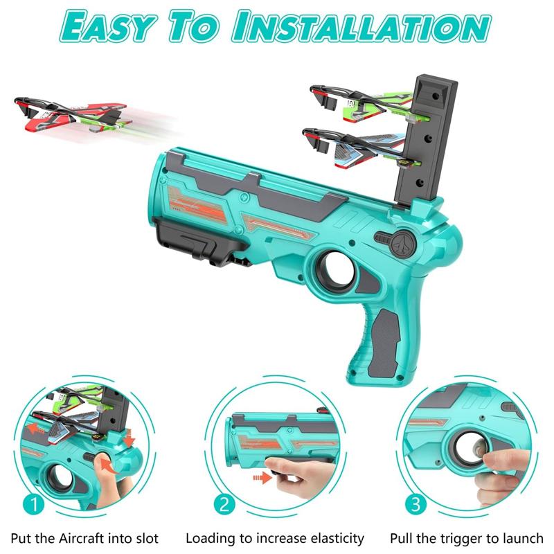 Outdoor Airplane Launcher Toys For Boys Catapult Gun Foam Glider Flying Plane Toy Summer Game Gifts For Kids Novelty & Gag Toys