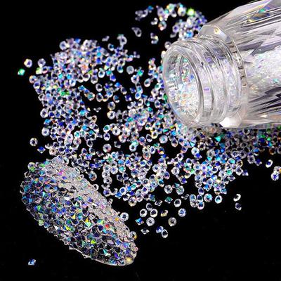 1 bouteille de strass pour ongles en cristal, micro-perles de gravier, strass multicolores en verre pour décorations d'ongles 3D