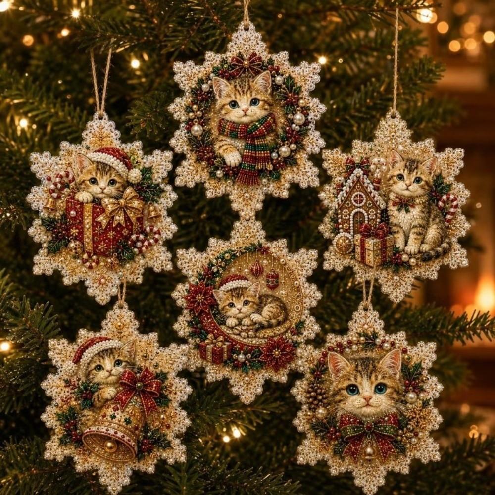 6 Stück Diamond Painting Kits Handgemachte DIY Bastelsets Neue Weihnachtsbaum-Anhänger Heimdekoration