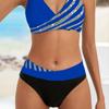 Set Bikini la Modă cu Imprimeu în Dungi, Costum de Baie Sexy din Două Piese, Costum de Baie cu Stil Fermecător