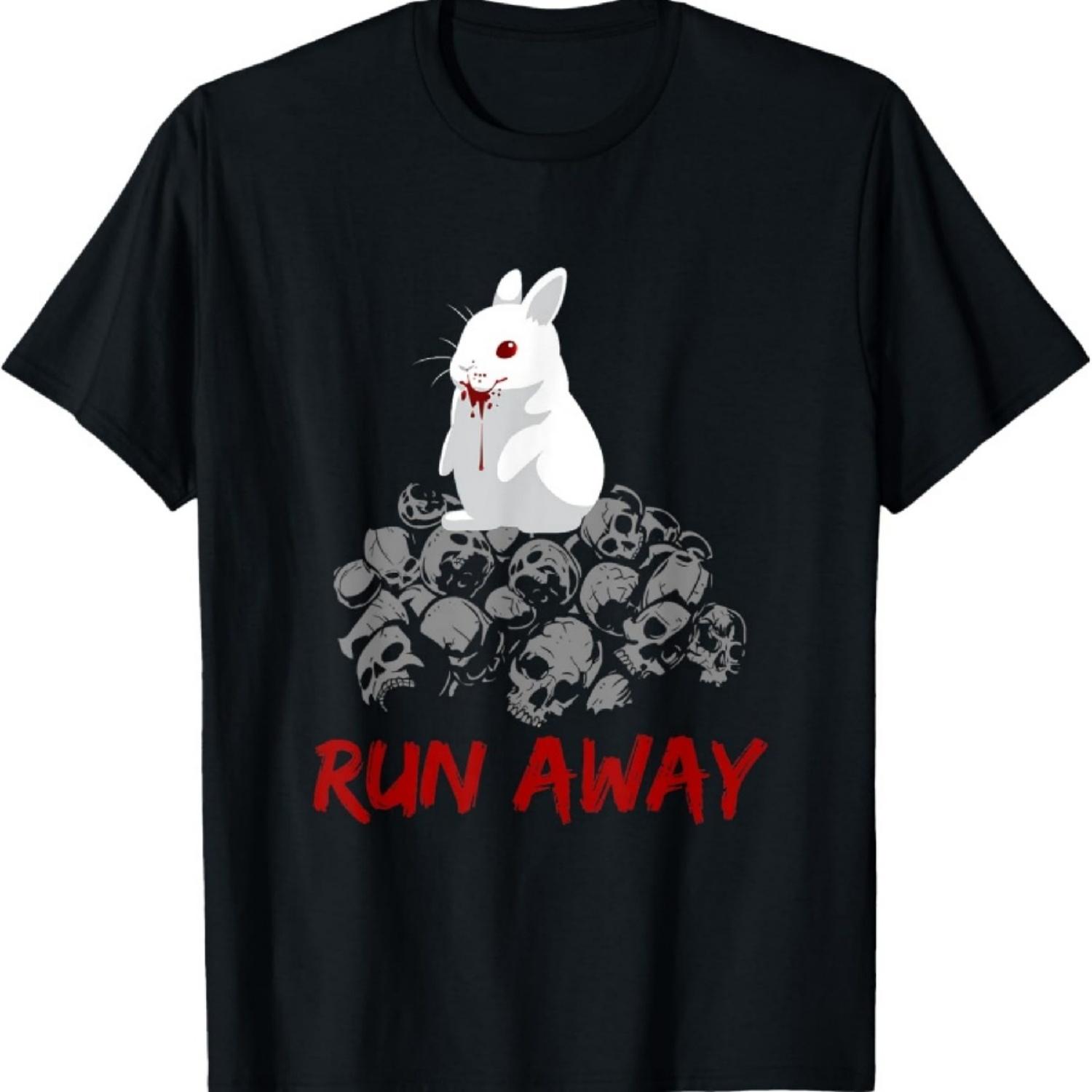 Футболка  Убегай  Заяц Смешная Grail Футболка XXXXXL чёрный