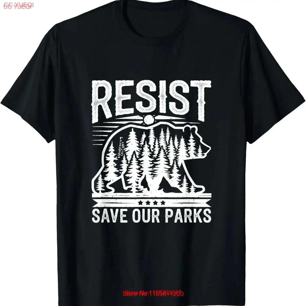 Resist Save Our Parks Alt US National Bear Nature T Shirt vintage Washed Casual Soft Top For Everyday Wear Versatile graphic