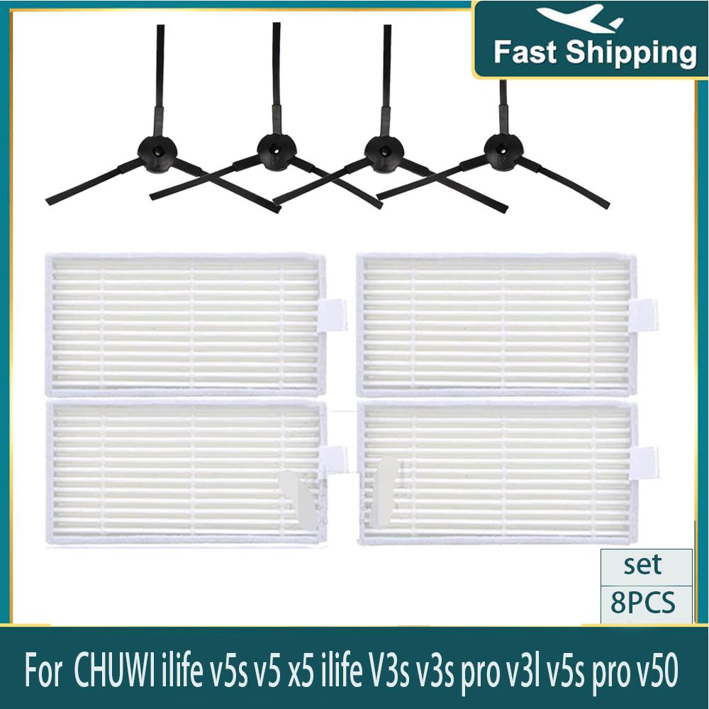 Side Brush HEPA Filter Kit for ilife v5s v5 x5 ilife V3s v3s pro v3l v5s pro v50 Robot Vacuum Cleaner Panda x500