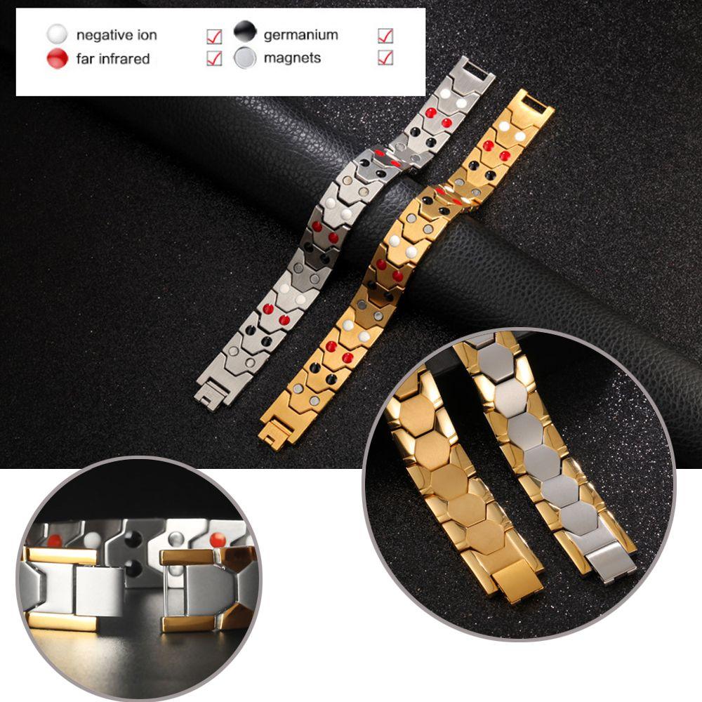 Stainless Steel Treatment Energy Healing Hematite Magnetic Therapy Bracelet Detachable Bangle
