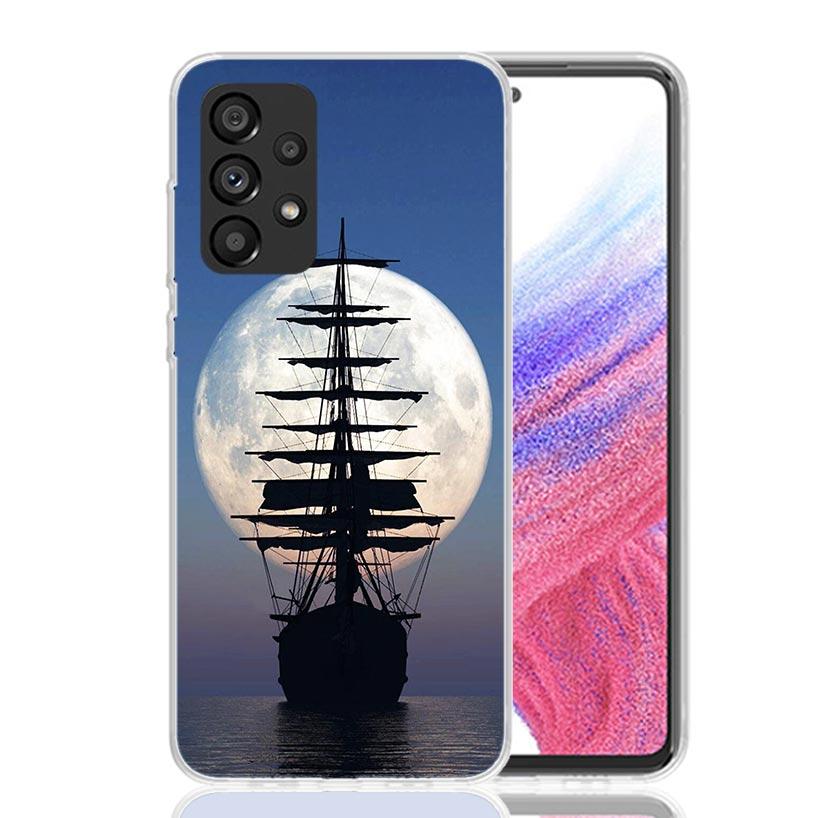 Sailing Boat Sunset Phone Case For Samsung Galaxy A13 A14 A15 A16 A53 A54 A55 A56 A33 A34 A35 A36 A23 A24 A25 A26 A05S A04S A73