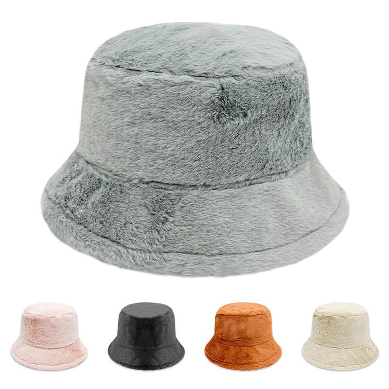Stylish Winter Bucket Hat For Women With Thick Faux Rabbit Fur For Casual Outdoor Use
